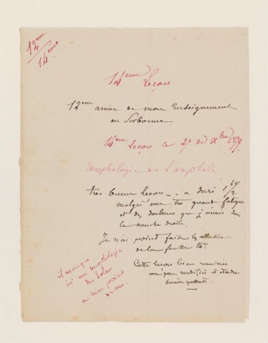 14ème leçon, 12ème année d'enseignement en Sorbonne, 27 décembre 1879 - Morphologie de l'Acéphale.