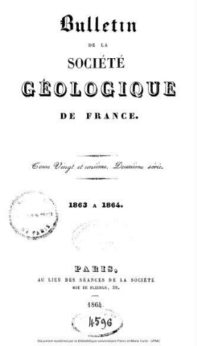 Bulletin de la Société géologique de France, 2ème série, tome 21