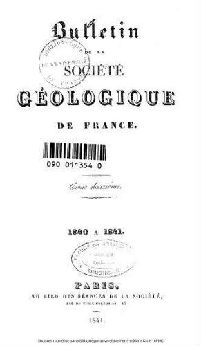 Bulletin de la Société géologique de France, Tome 12