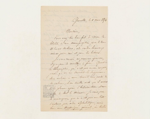 Correspondance d'Alfred Villot et Henri de Lacaze-Duthiers
