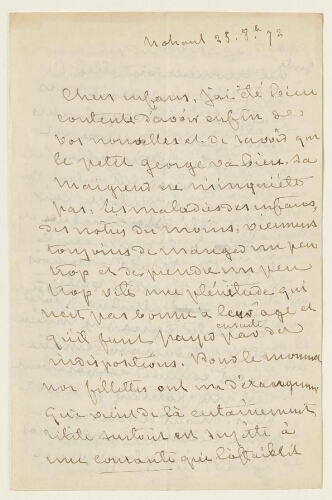 Lettre du 25 octobre 1872 de George Sand à Esther et Eugène Lambert