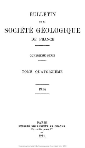 Bulletin de la Société géologique de France, 4ème série, tome 14
