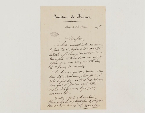 Correspondance d'Ernest Maindron et Henri de Lacaze-Duthiers