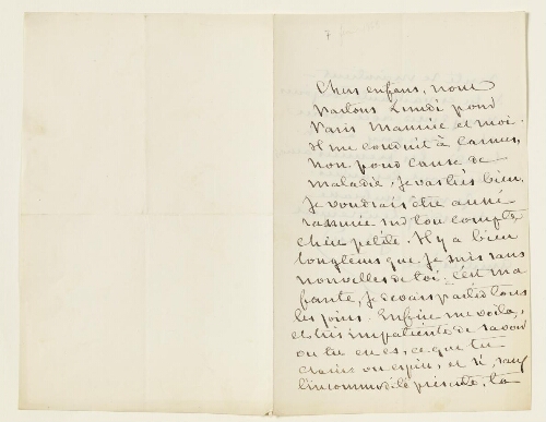 Lettre du 7 février 1868 de George Sand à Eugène et Esther Lambert
