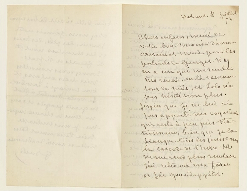 Lettre du 8 juillet 1872 de George Sand à Esther et Eugène Lambert