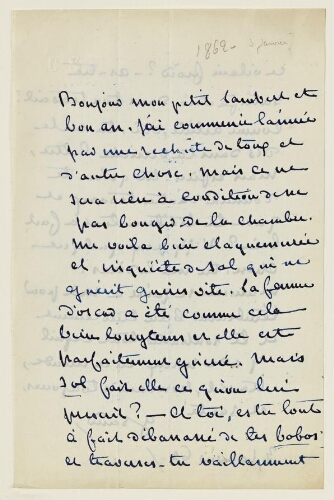 Lettre du 3 janvier 1862 de George Sand à Eugène Lambert
