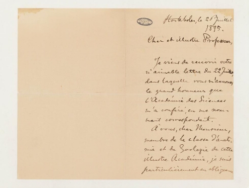 Correspondance de Gustaf Magnus Retzius et Henri de Lacaze-Duthiers