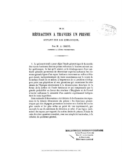 Recueil des travaux et discours d'A. Cornu parus de 1863 à 1904 dans des publications françaises et étrangères. Volume 2