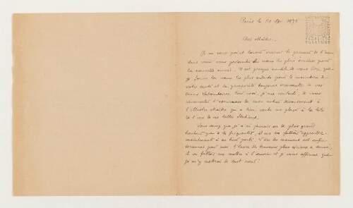 Correspondance de Jules Guiart et Henri de Lacaze-Duthiers