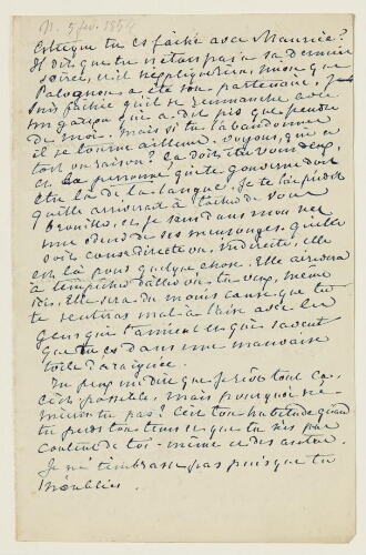 Lettre du 5 février 1854 de George Sand à Eugène Lambert