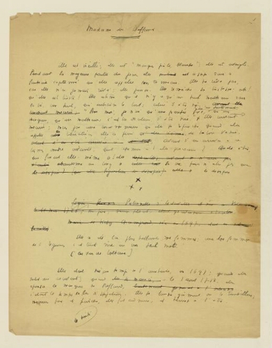 Madame de Deffaut : manuscrit.