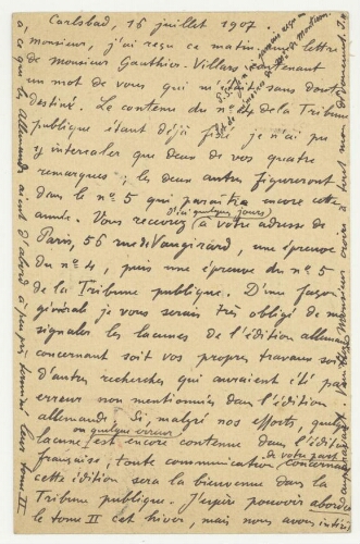 Correspondance de Jules Molk à Robert de Montessus de Ballore