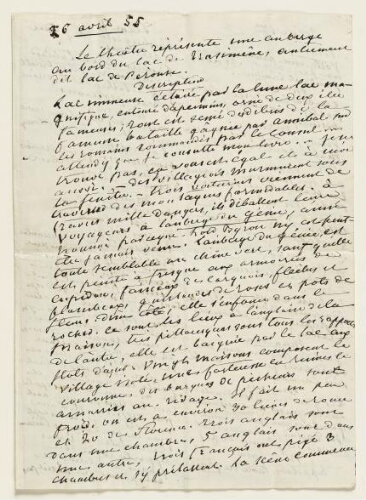 Lettre du 26 avril 1855 de George Sand à Eugène Lambert