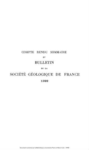 Bulletin de la Société géologique de France, 5ème série, tome 9