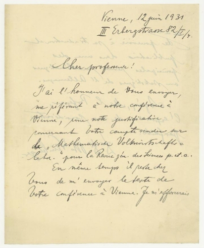 Correspondance d'Otto Weinberger à Robert de Montessus de Ballore