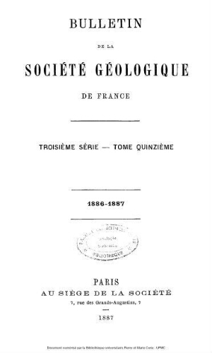 Bulletin de la Société géologique de France, 3ème série, tome 15