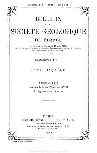 Bulletin de la Société géologique de France, 5ème série, tome 5