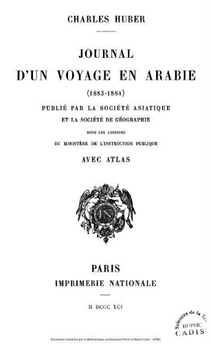 Journal d'un voyage en Arabie (1883-1884) : avec atlas