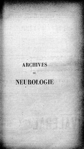 Archives de neurologie [2ème série, tome 22, n° 127-132] : revue mensuelle des maladies nerveuses et mentales