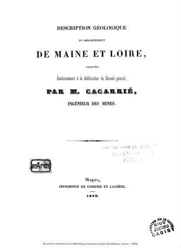 Description géologique du département de Maine-et-Loire