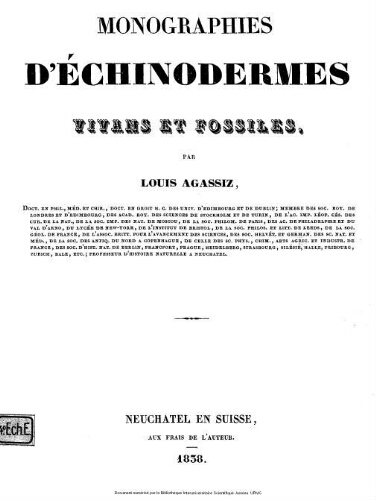 Monographies d'échinodermes vivans et fossiles : Echinites. Famille des cidarides. Première monographie, Des salénies