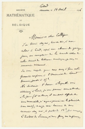 Correspondance d'Alphonse Demoulin à Robert de Montessus de Ballore
