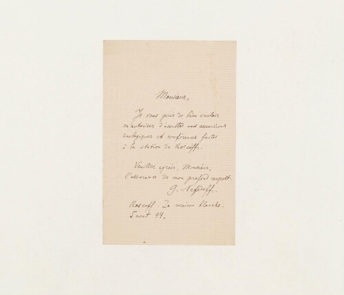 Correspondance de G. Nefedoff et Henri de Lacaze-Duthiers