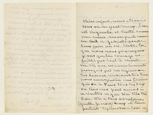 Lettre du 25 avril 1868 de George Sand à Esther Lambert
