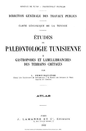 Études de paléontologie tunisienne. II, Gastropodes et lamellibranches des terrains crétacés. Atlas