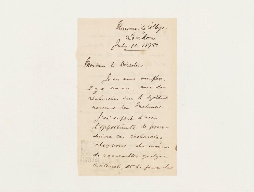 Correspondance d'Edward Albert Sharpey Schaefer et Henri de Lacaze-Duthiers