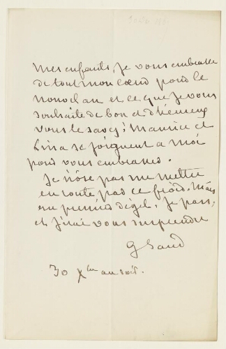 Lettre du 30 décembre 1867 de George Sand à Esther Lambert