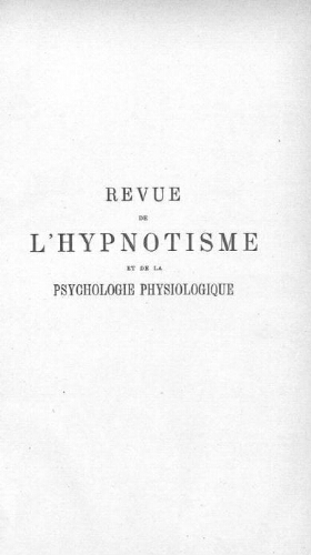 Revue de l'hypnotisme et de la psychologie physiologique, Tome 20