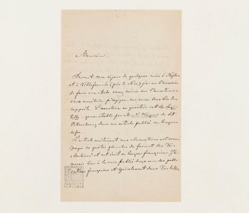 Correspondance de B. Ouliani et Henri de Lacaze-Duthiers