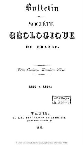 Bulletin de la Société géologique de France, 2ème série, tome 11