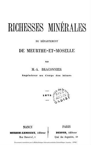 Richesses minérales du département de Meurthe-et-Moselle