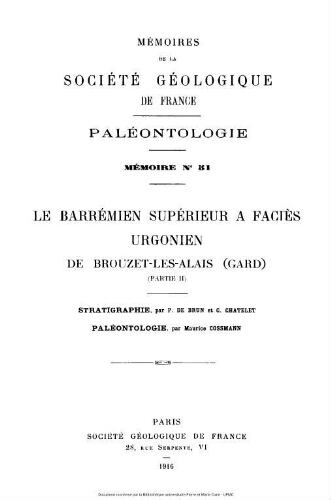 Le barrémien supérieur à faciès urgonien de Brouzet-les-Allais (Gard). (Partie II), Stratigraphie