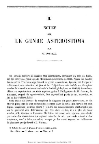 Notice sur le genre asterostoma