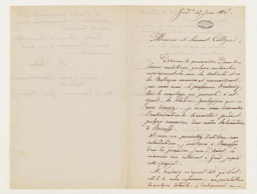 Correspondance de Félix Auguste Joseph Plateau et Henri de Lacaze-Duthiers
