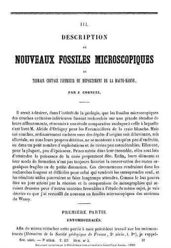 Description de nouveaux fossiles microscopiques du terrain crétacé inférieur du département de la Haute-Marne