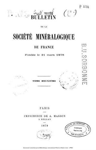Bulletin de la Société minéralogique de France [Tome 2]