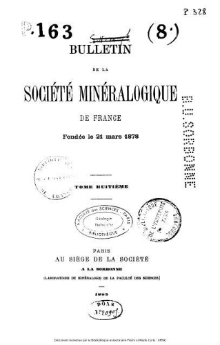 Bulletin de la Société minéralogique de France [Tome 8]