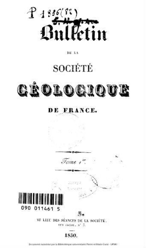 Bulletin de la Société géologique de France, Tome 01
