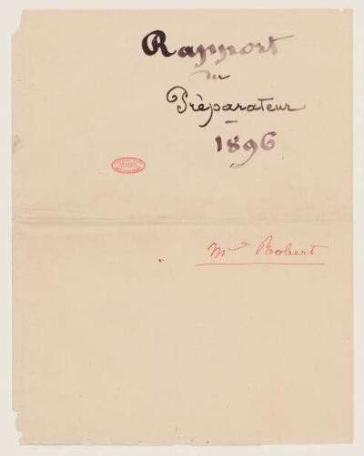 Laboratoire Arago - Rapport de campagne 1895-1896.