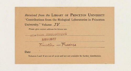 Correspondance de Library. Princeton university et Henri de Lacaze-Duthiers