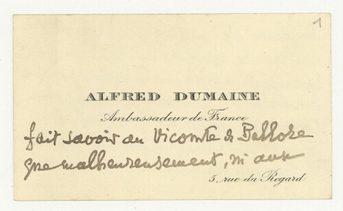 Correspondance d'Alfred Dumaine à Robert de Montessus de Ballore