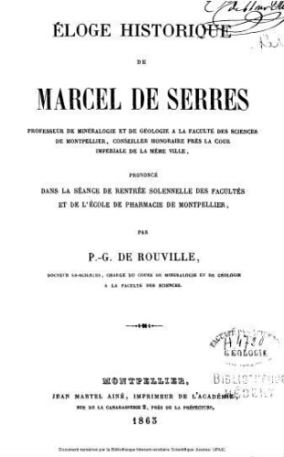 Eloge historique de Marcel de Serres