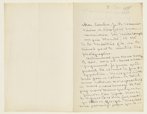 Lettre du 25 mars 1875 de George Sand à George Lambert
