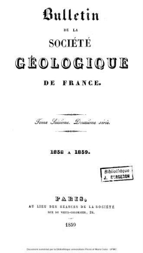 Bulletin de la Société géologique de France, 2ème série, tome 16