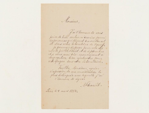 Correspondance de Schmidt et Henri de Lacaze-Duthiers