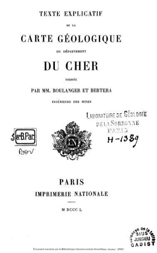 Texte explicatif de la carte géologique du département du Cher